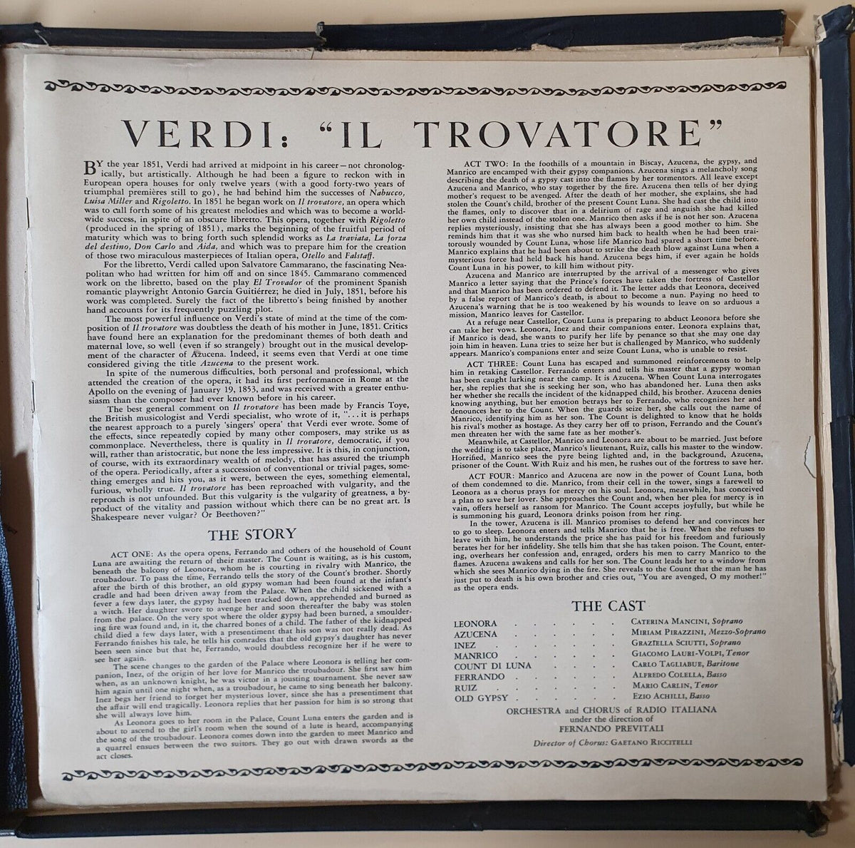 Il Trovatore Opera In Four Acts By Giuseppe Verdi Vinyl Set 3