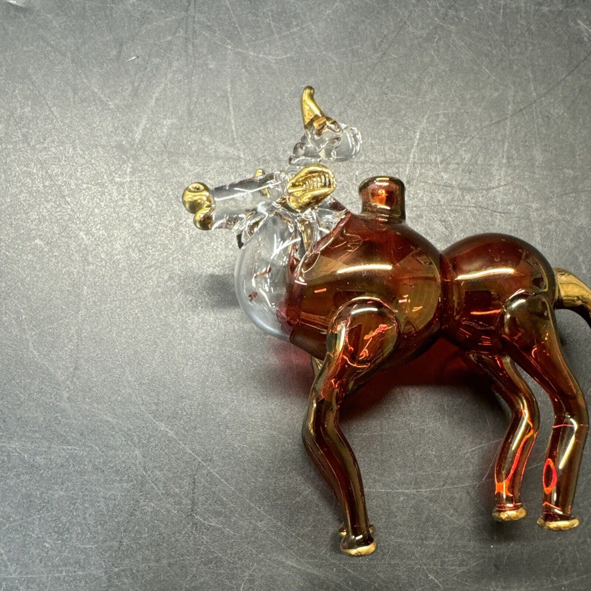 Vintage Hand Blown Glass Horse Perfume Bottles/ Lot Of 3