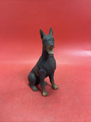 Vintage Black Doberman Pinscher  Sitting Dog Sculpture