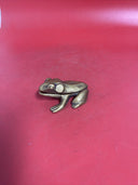 Vintage Cast Iron Frog Match Stick Holder Trinket Box 4"