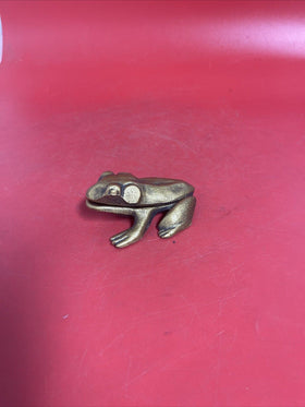 Vintage Cast Iron Frog Match Stick Holder Trinket Box 4"