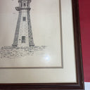 Vintage Pencil Drawing Nautical Lighthouse Art Signed