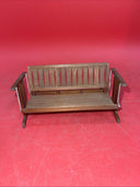 Vintage Miniature Dollhouse Brown Wood Porch Swing Bench Seat w/ Chains Armchair