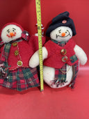 Vintage Festive pair of plush snowmen