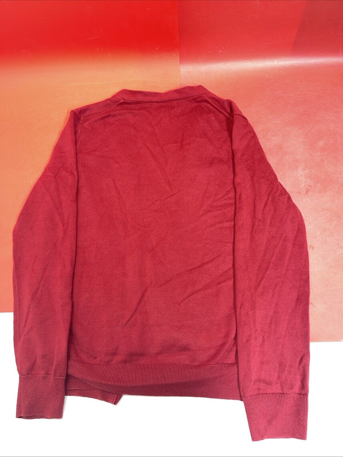 Polo Ralph Lauren Mens Cardigan Red V Neck 100% Pima Cotton Button Up Pullover