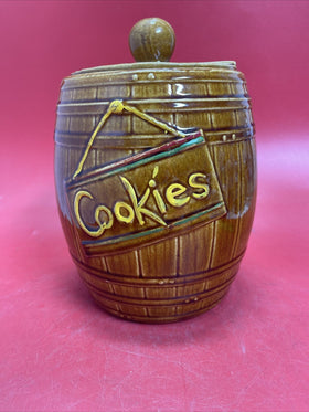 Vintage Ceramic Barrel Shaped Cookie Jar