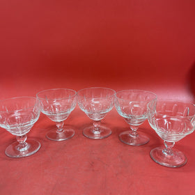 Set Of 5 Bubble Stemmed Crystal Cocktail Glasses