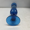Vintage Royal Blue MCM Pedestal Vase, 11" tall, with ruffled edge