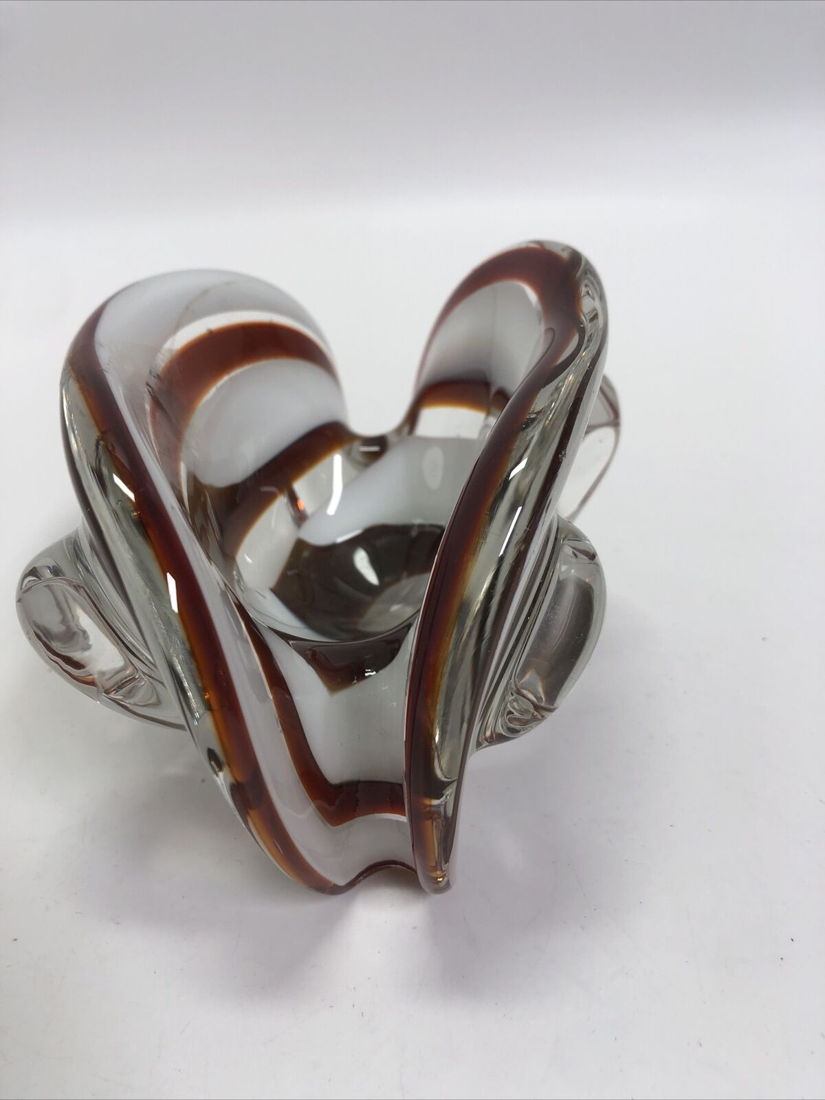 MURANO GLASS GEODE FREEFORM SMOKE AND CLEAR BOWl