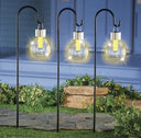 Set of 6 Solar Flickering Flame Lantern Garden Pathway Stakes w/ Shepherds Hooks