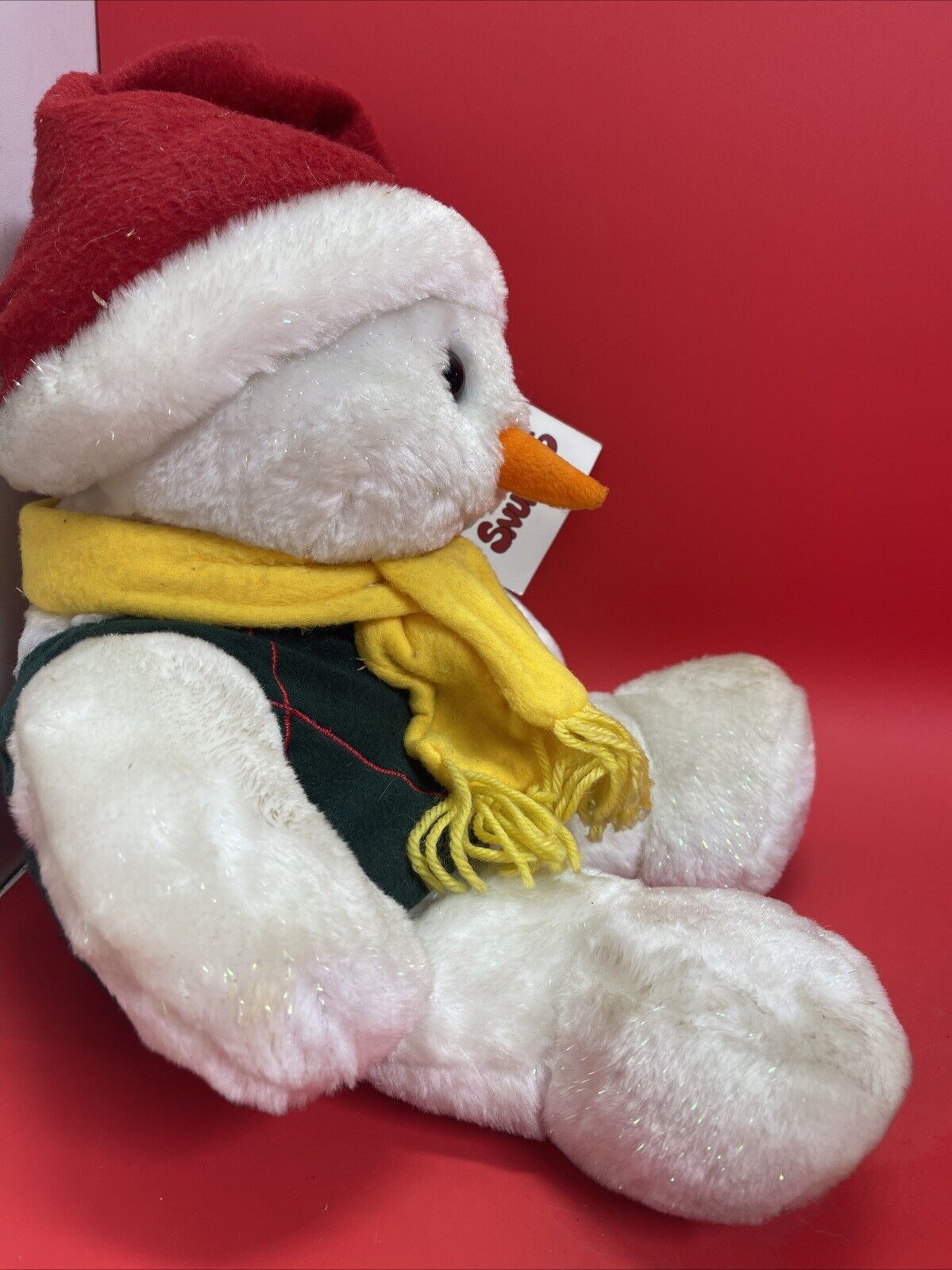 Holiday Snowman White Plush International Bazaar w/ Hat Scarf Vest 18" 