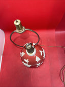 Vintage Alacite Custard & Pink/Burgandy Glass Aladdin Electric Table Lamp