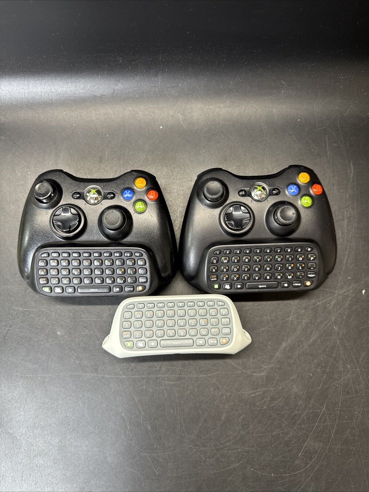 Xbox 360 Controller With Chatpad Keyboard Lot Of 2 + Keyboard/ Untested