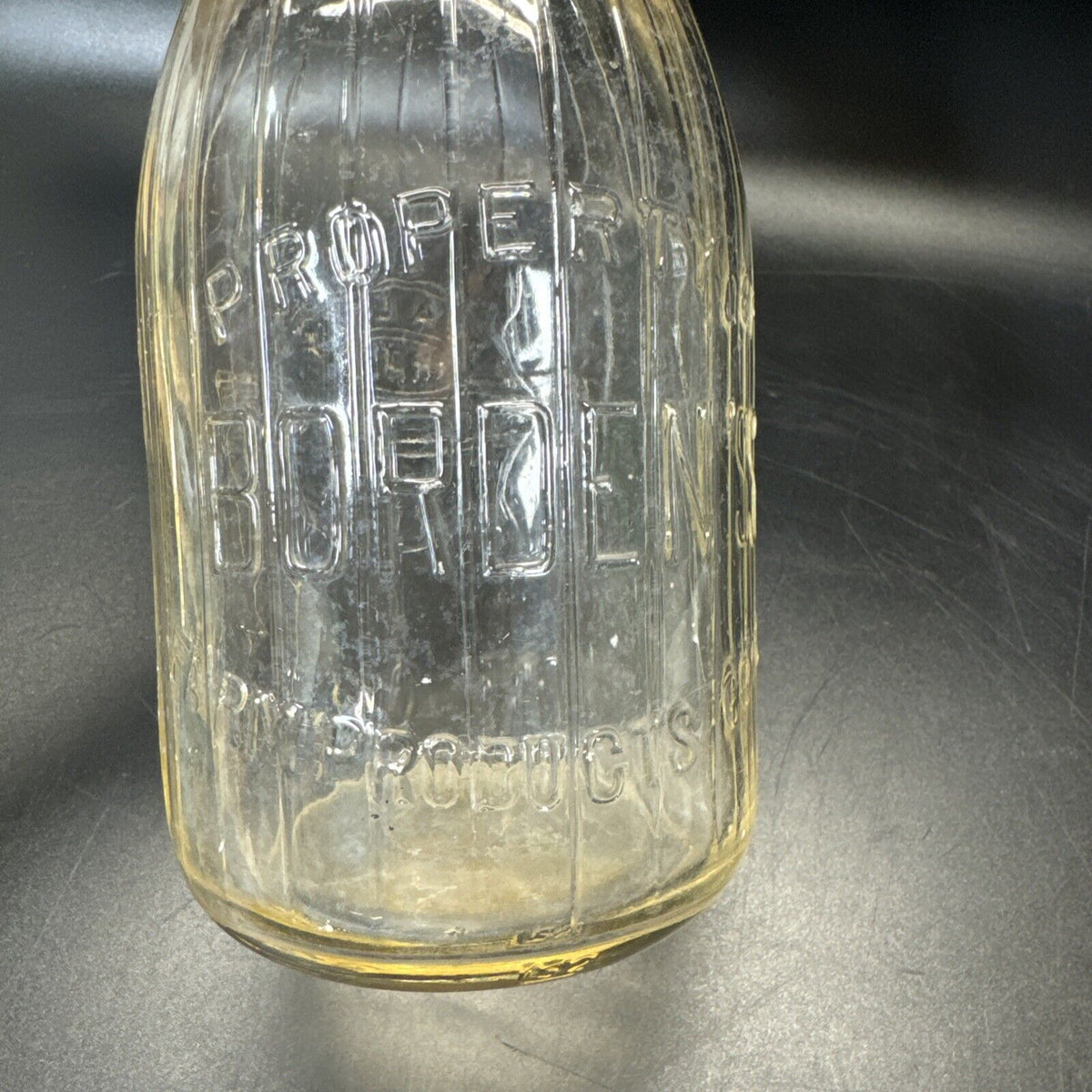 Antique Property Of Borden's Farm Products Coinc. Bottle One Quart