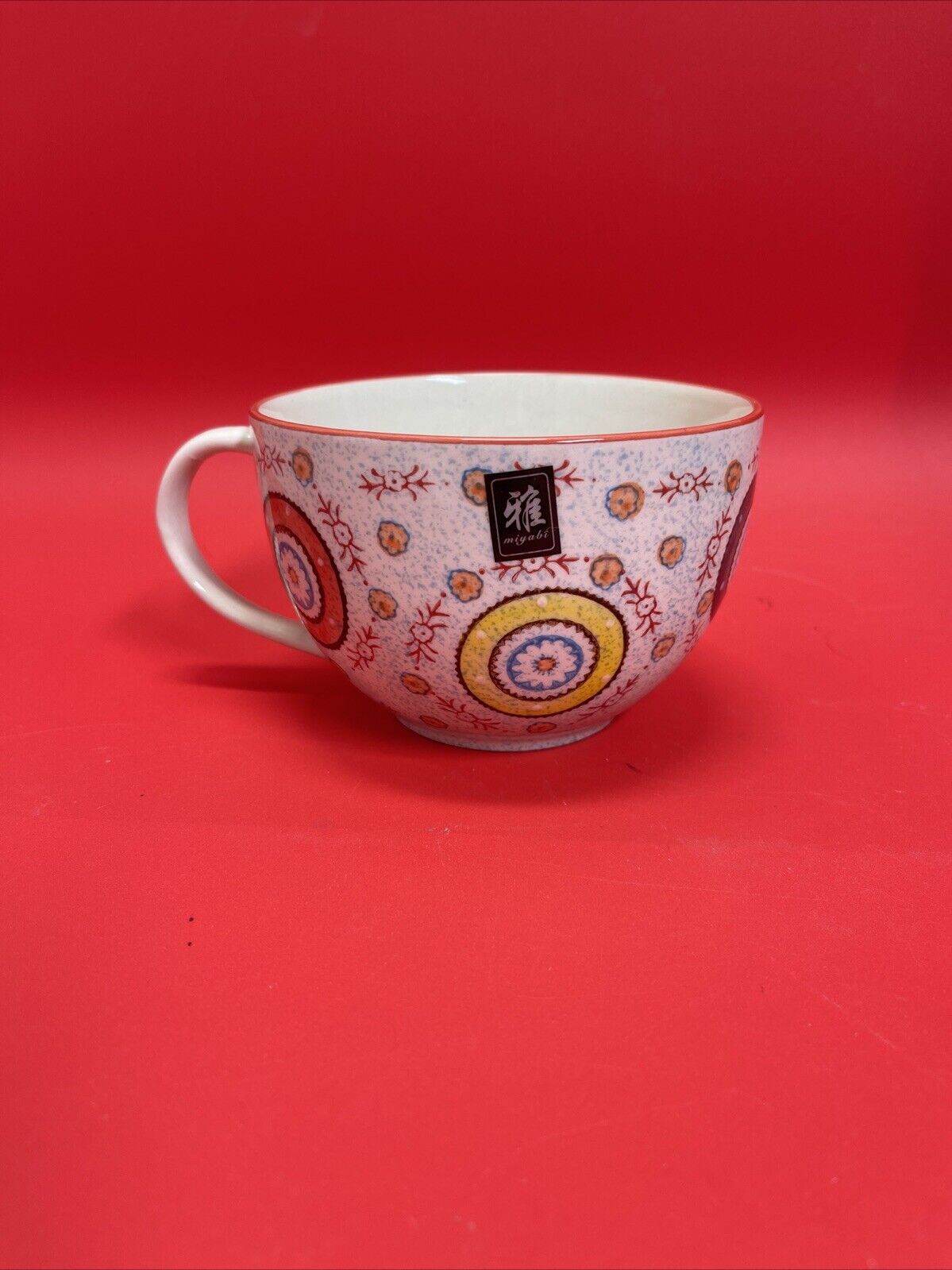 Miyabi Large Tea/Coffee Mug Inspired by Dutch Wax, Multicolored Ceramic