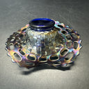 Antique Fenton Carnival Amethyst Iredescent Glass Lace Edge Woven Basket
