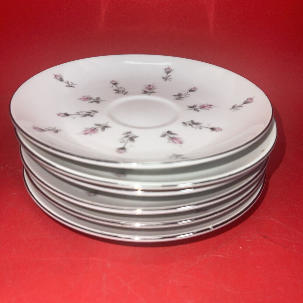 Harmony House Fine China Rosebud Pattern Japan Lot 6 Tea Cup & 6 Saucer