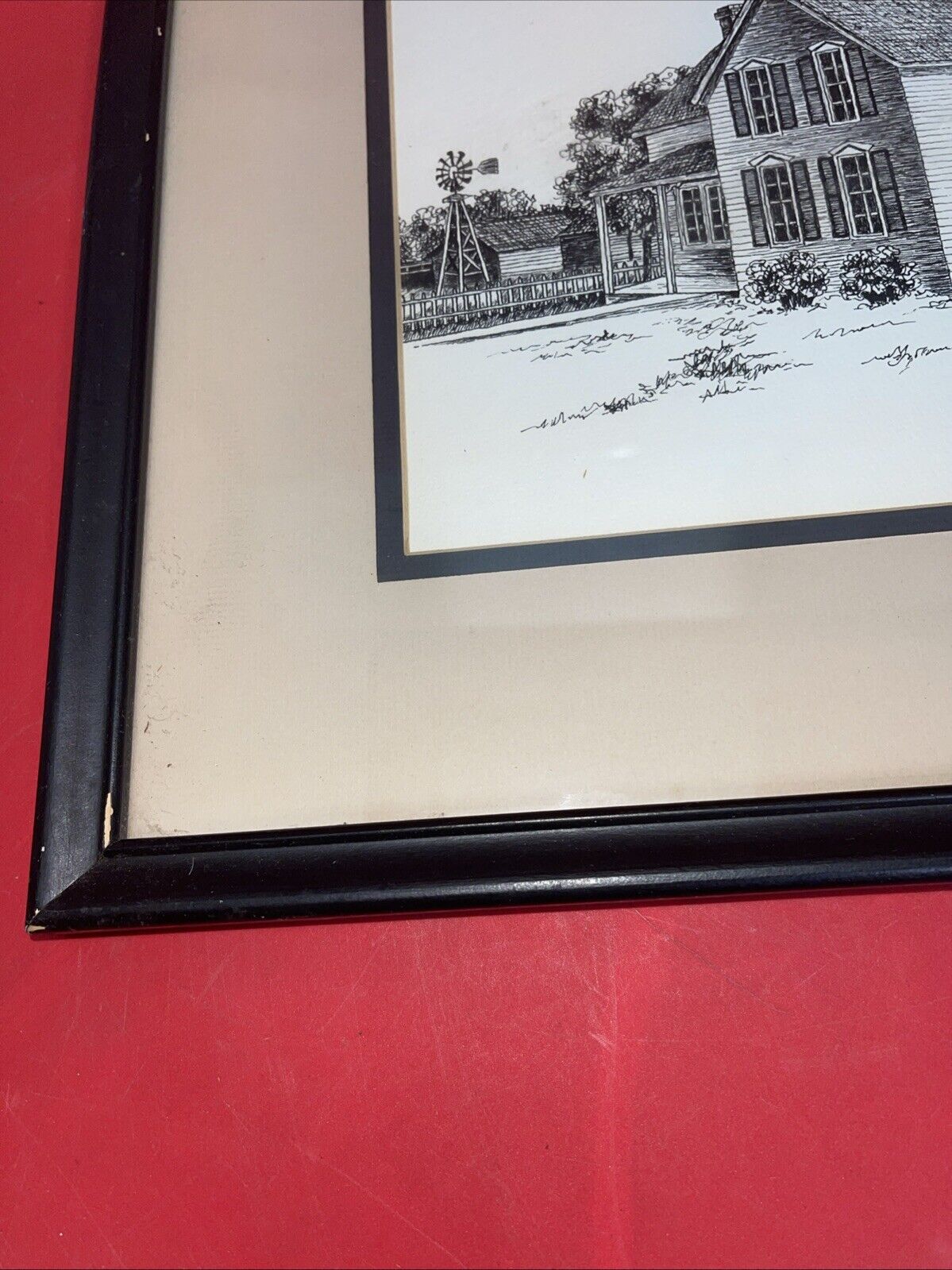 Original Pen & Ink Sketch Framed 8" x 11” signed D. Hagge