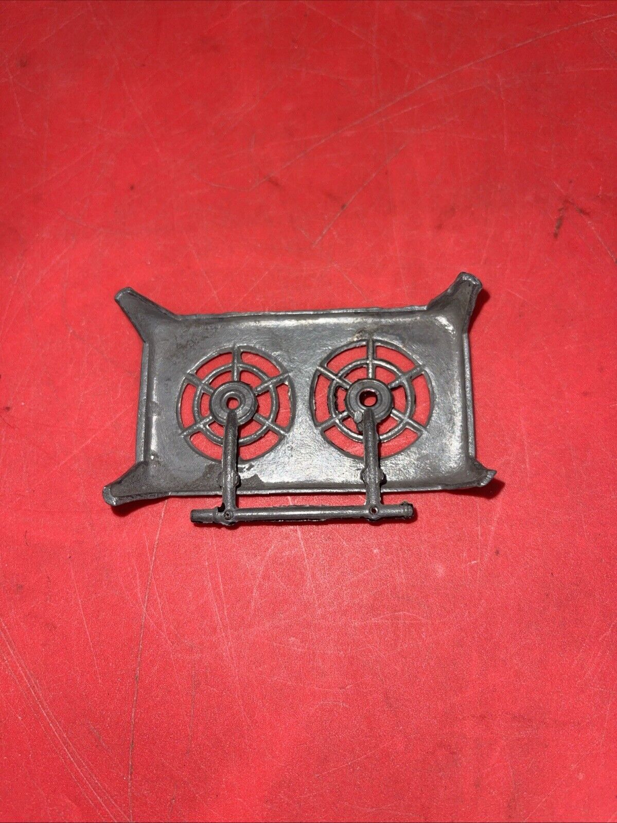Antique German Dollhouse Metal Tabletop Gas Stove Miniature 1.5x2.5” Kitchen