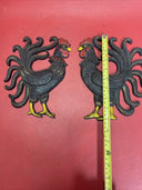 Vintage Wilton Rooster Painted Cast Iron Metal Wall Hanging  ~ Mid Century