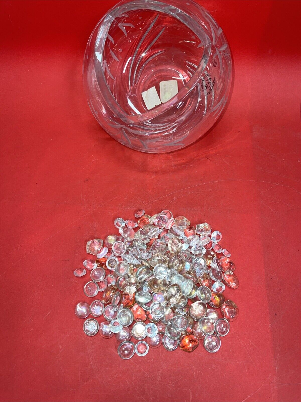 Lenox OPAL INNOCENCE BEAUTIFUL HAND CUT CRYSTAL  ROSE BOWL 8”