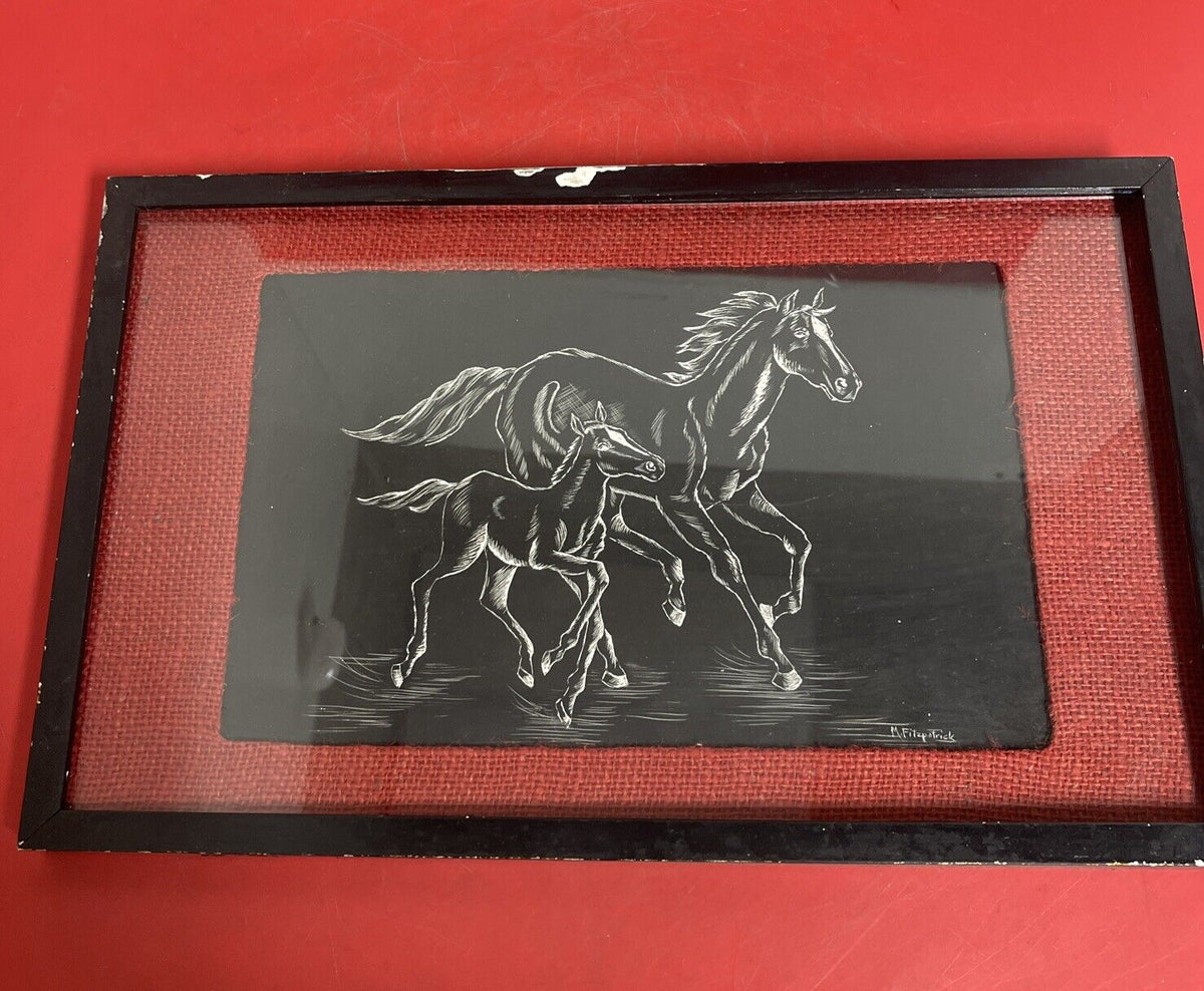 Vintage Painting of horses signed by Fitzpatrick