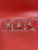 Set of (3) 8" Tall Square Base Glass Candle-stick Holders