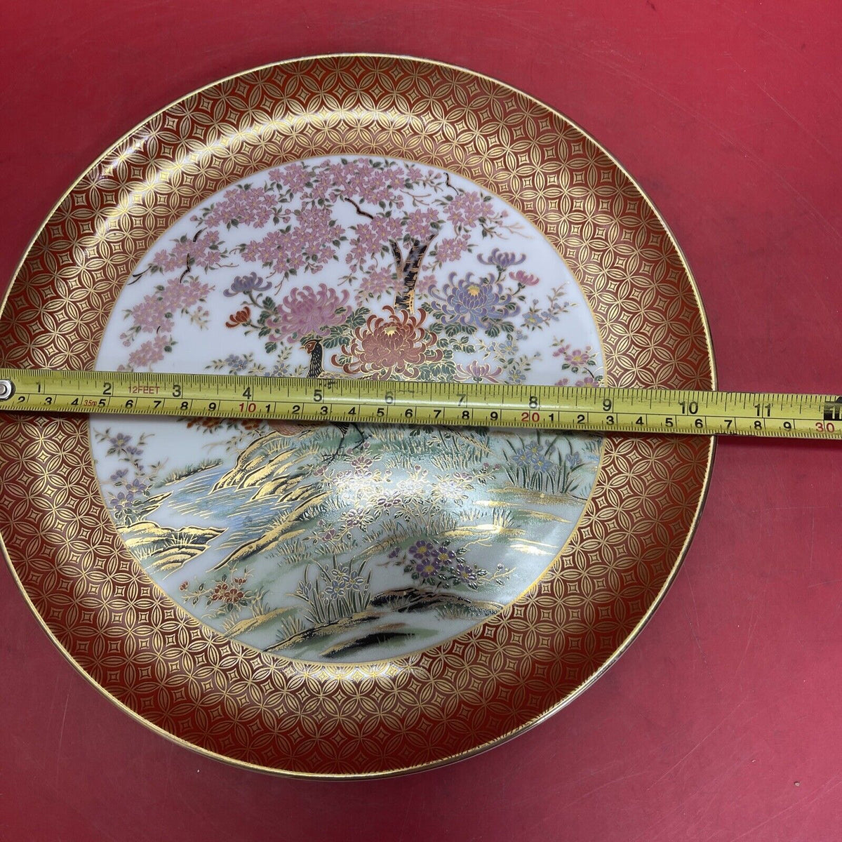 Vintage Shibata Toyo Hand painted Japan Porcelain Plate Pheasant Gold Trim 10”