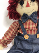 RAGGEDY ANDY WEIGHTED CLOTH DOLL BLUE PLAID PRIMITIVE STYLE