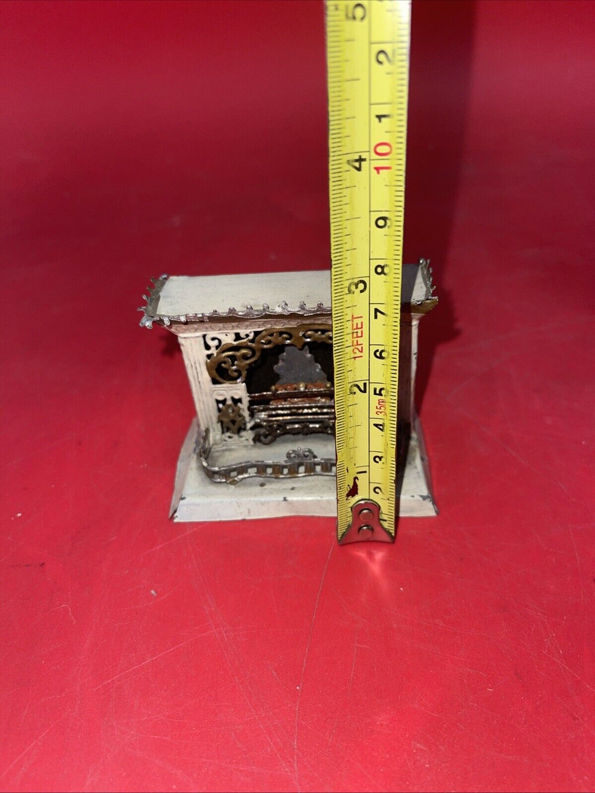 Antique, Dollhouse,  Tin & Soft Metal Fireplace, Shabby & Chic!
