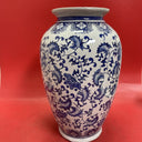 Chinese Asian Blue & White Porcelain Vase Flower Designs