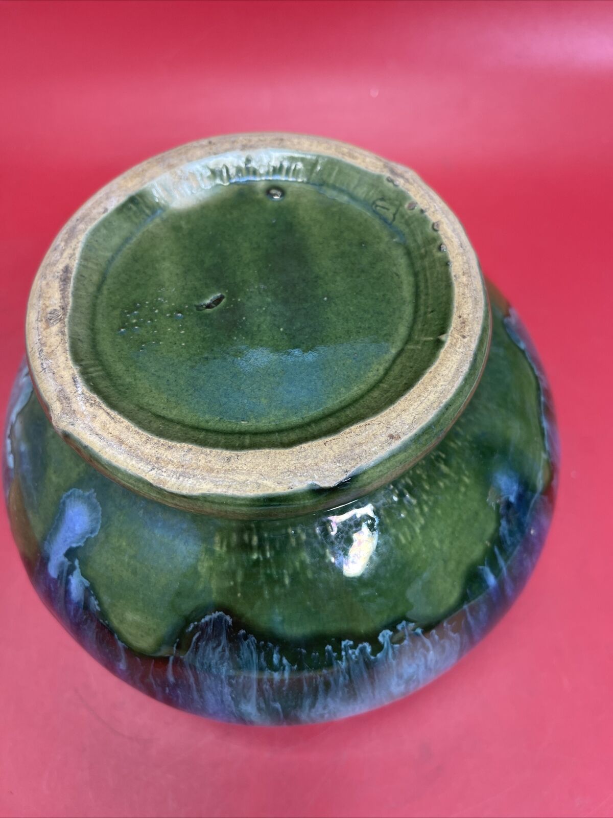 Vintage McCoy Vase Green Drip to Blue Meiji Arts & Crafts