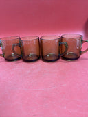 4 Vintage MCM Libbey Tawny Brown Glass Coffee Cups Tea Cups 3.5x3