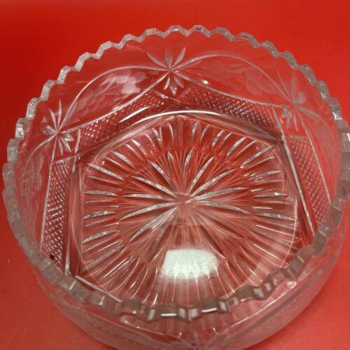 Vintage Crystal Sawtooth Edge Fan Serving Bowl