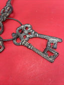 7 CAST IRON JAIL Keys House RUSTIC WESTERN CHURCH Key Ring Lock SKELETON Prop