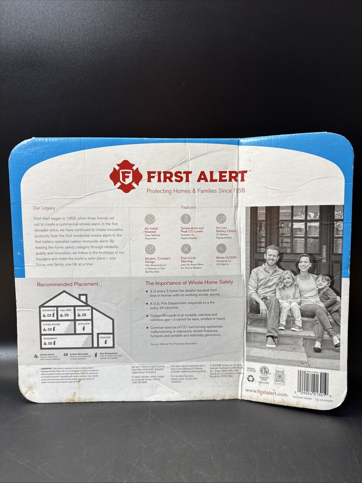 First Alert CO1210CP1 Carbon Monoxide Alarm - White/ The Box Is Damage