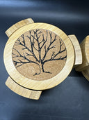 MODERN BAMBOO CORK TREE DESIGN SET OF 8 TABLE COASTERS