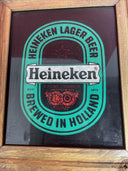 Vintage Heineken Lager Beer Brewed in Holland  Wood Framed Sign 12"X 10"