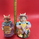 VTG IOB World Bazaars Inc Bunny Collectibles Easter Bunny 5.5”Figurines Lot of 2