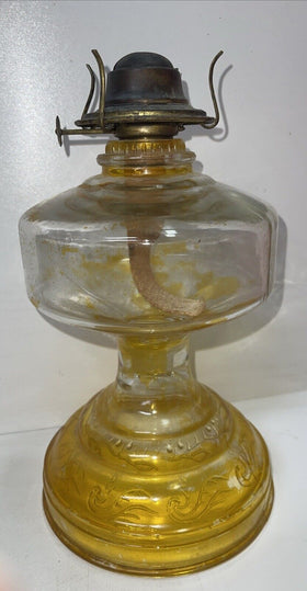 VINTAGE Pressed Glass Oil Lamp w/ Decorative Base