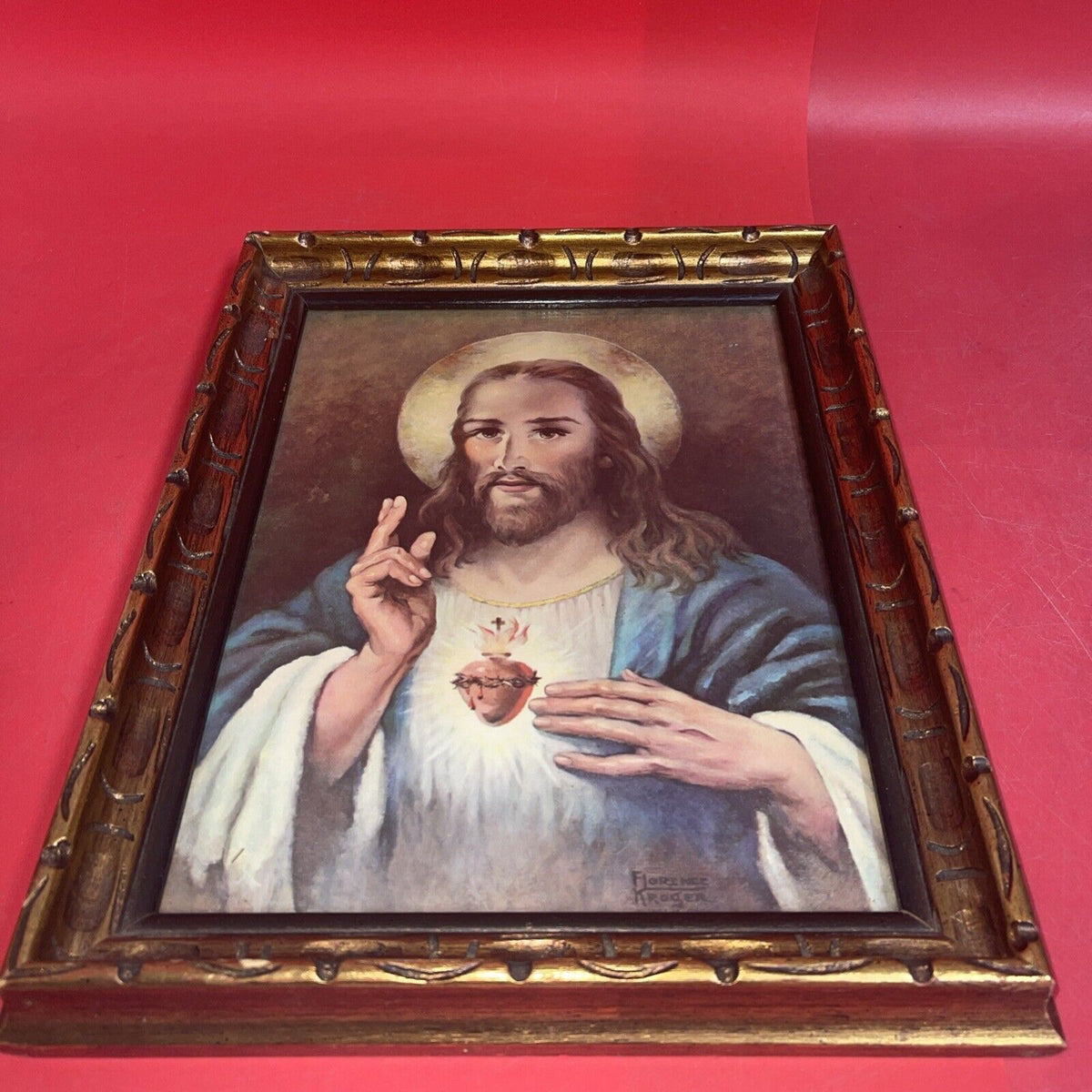 Vintage Religious Picture 1951 Florence Kroger 14”x11” Flame