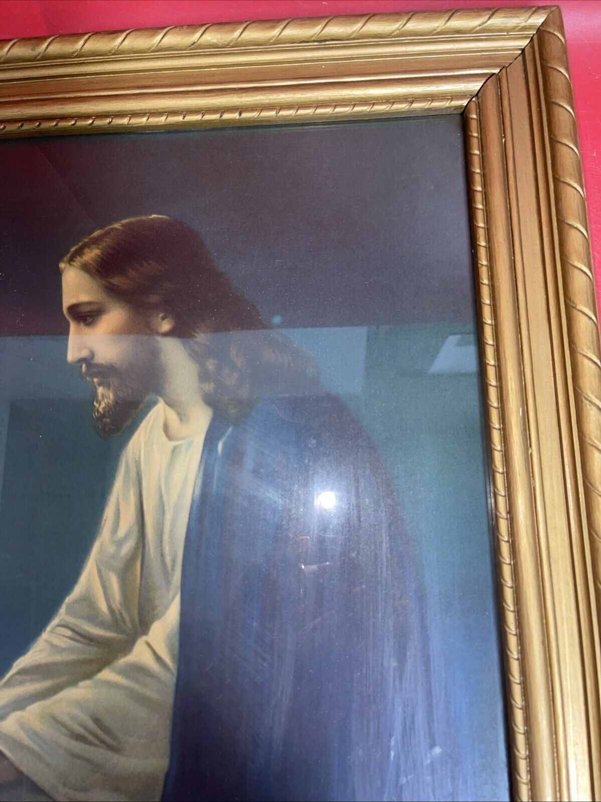Vintage Framed Print Jesus Christ at Night in Garden Mount Olive Gethsemane
