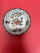 VTG Japanese  INSECTS Porcelain Ware Pewter Encased Bowl