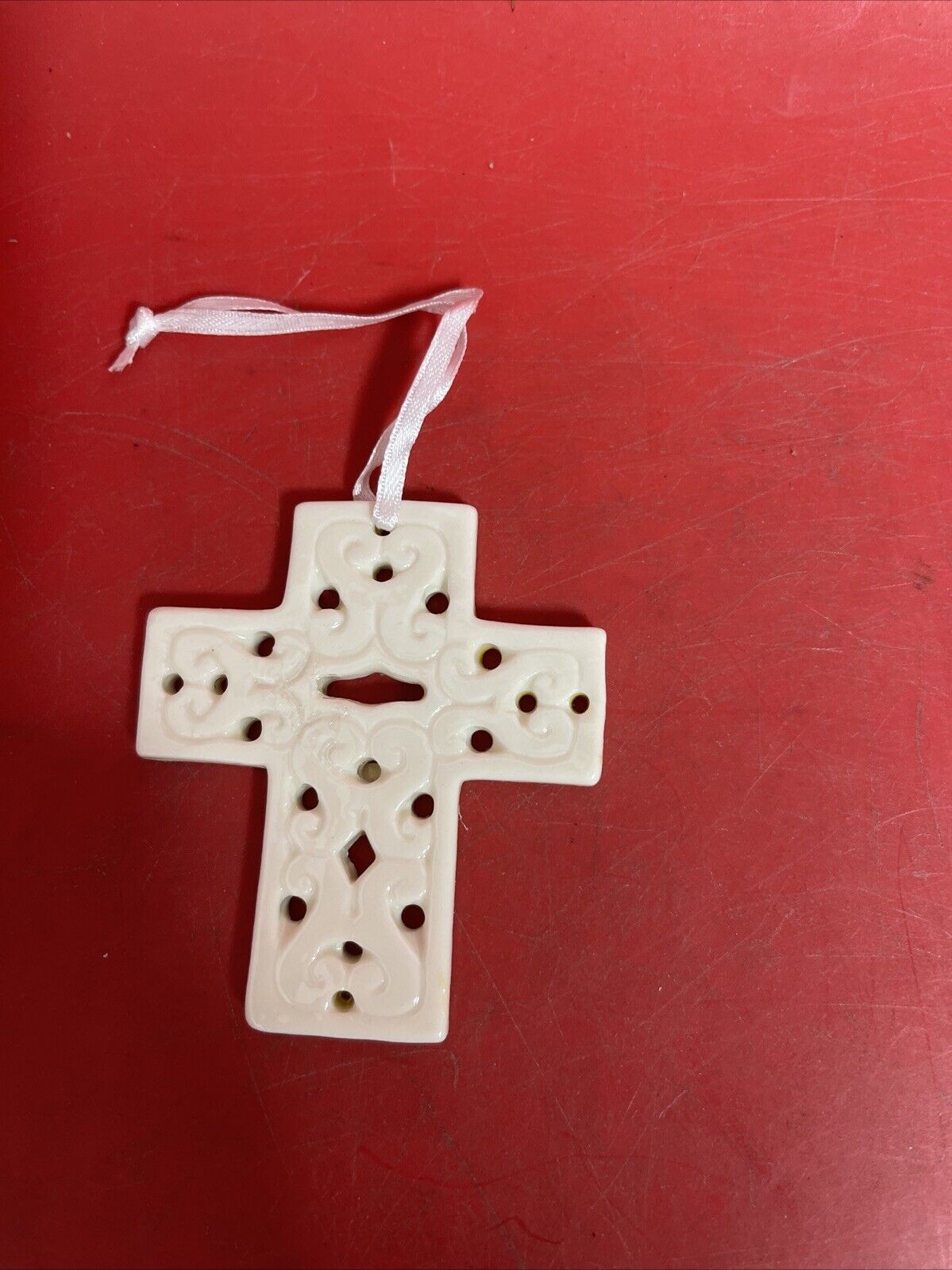 Vintage  Porcelain Cross Christmas Ornament Lot 12
