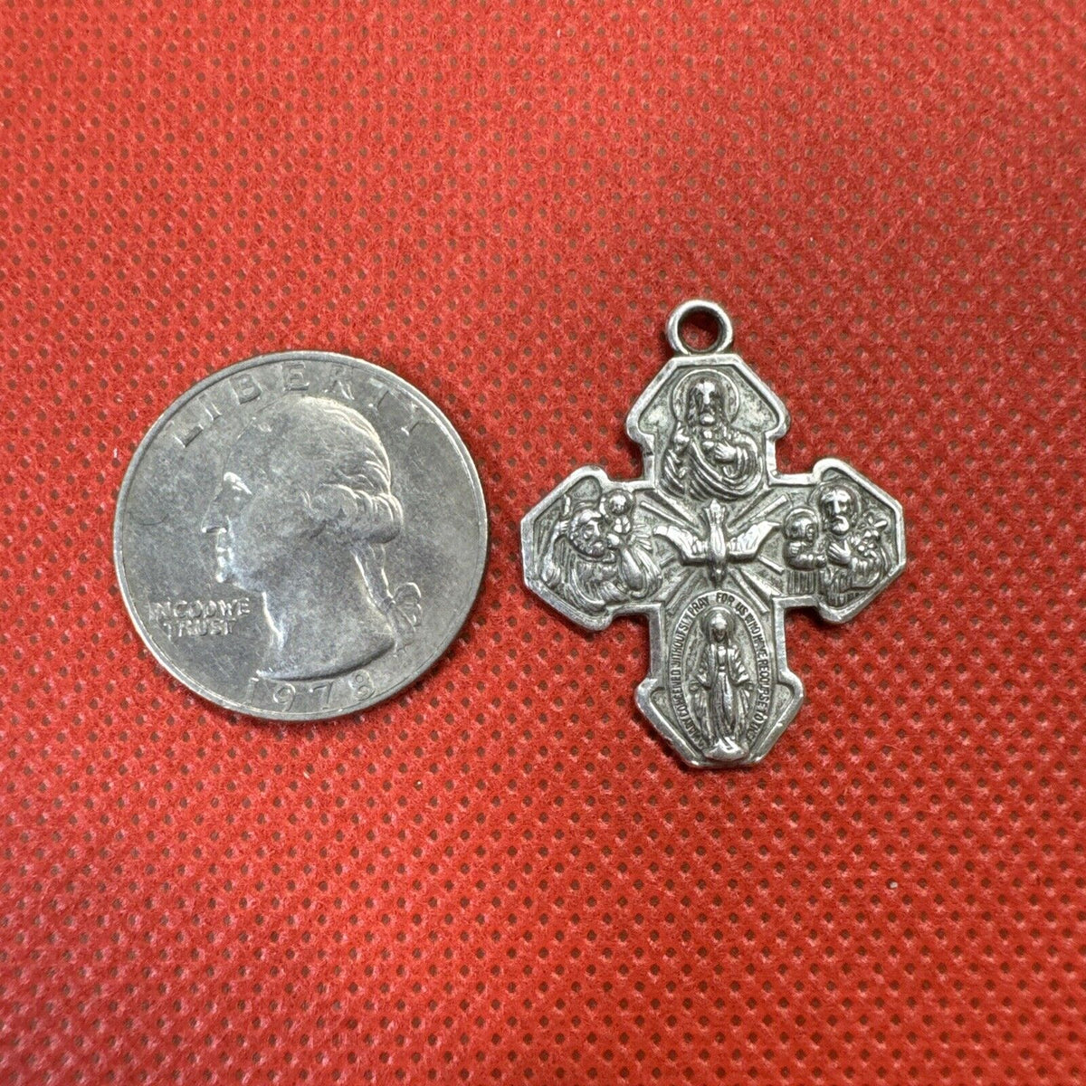 Vintage Malco STERLING SILVER I AM CATHOLIC CALL A PRIEST Crucifix Cross #2