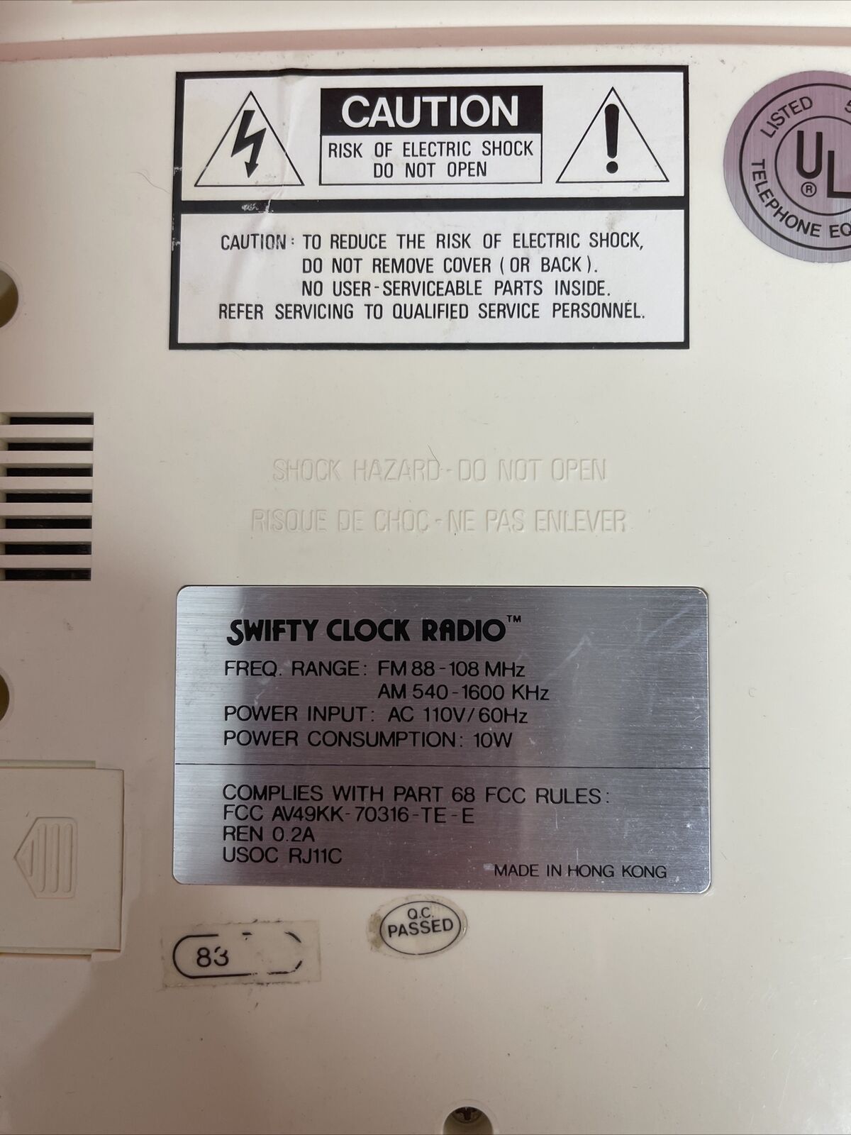VINTAGE TELECONCEPTS SWIFTY ALARM CLOCK AM/FM RADIO TELEPHONE ...