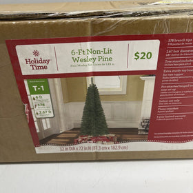 NEW Holiday Time 6 Foot Non Lit Wesley Pine Artificial Christmas Tree Easy Setup