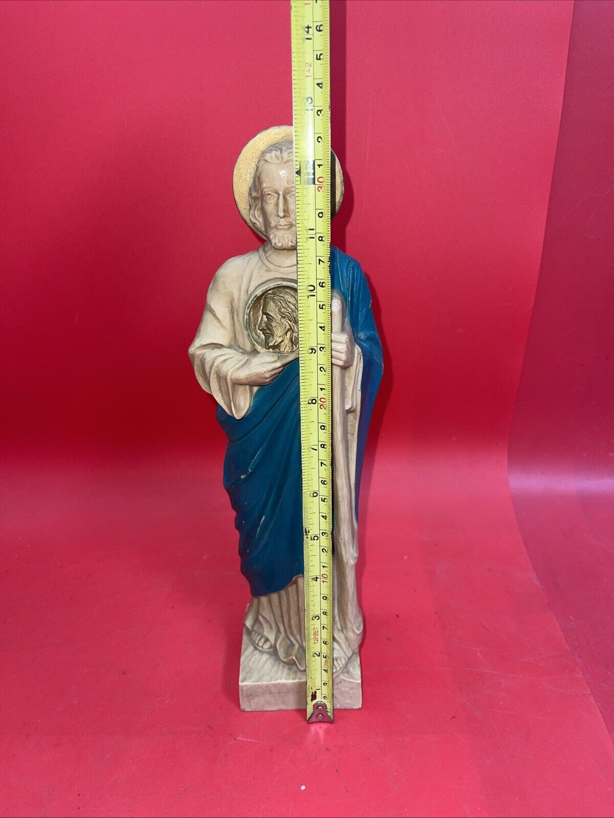 Vintage St. Jude Patron Saint Statue of Lost Causes 12.5" Hard Plastic Figurine