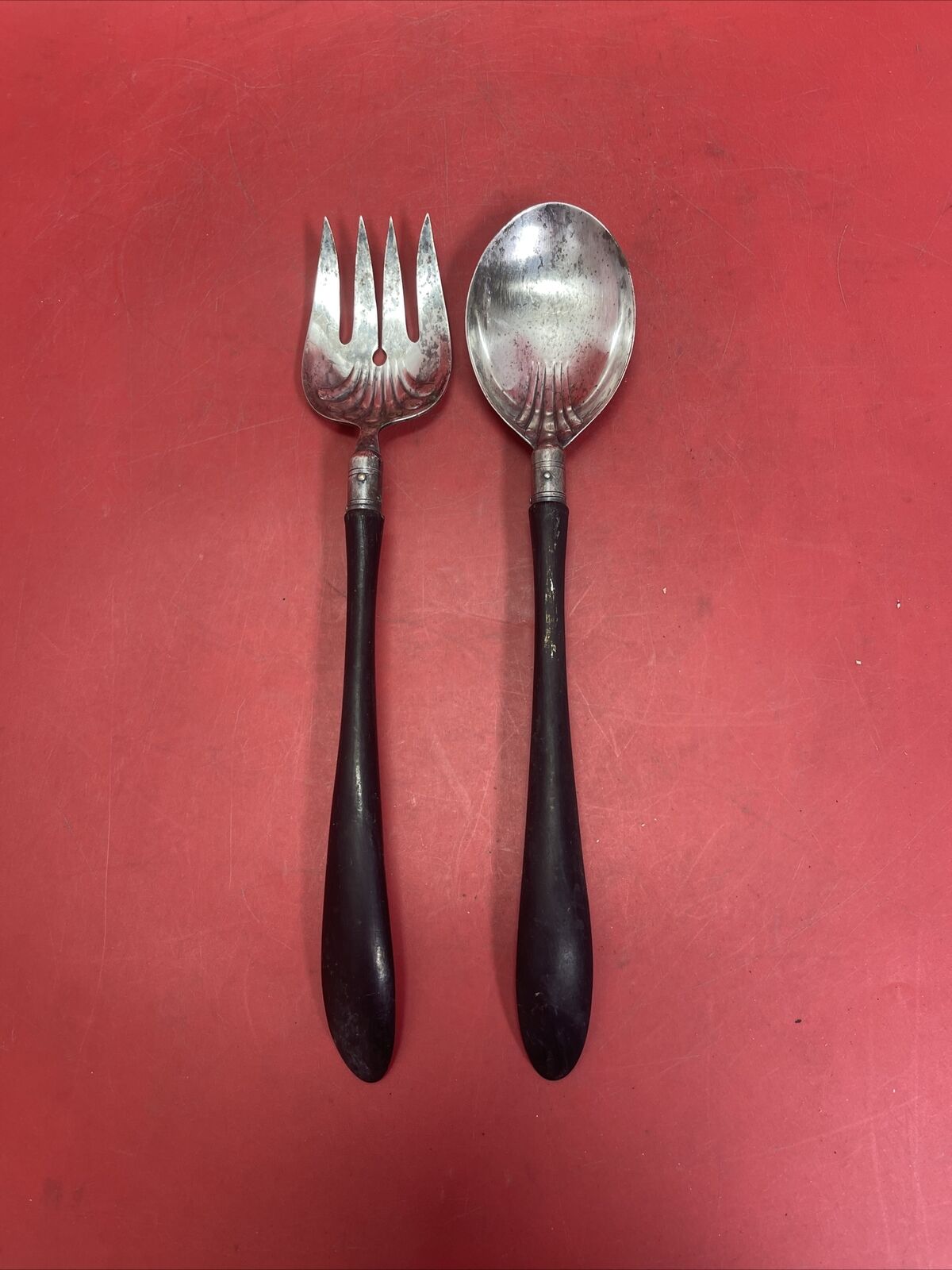 ANTIQUE MANNING BOWMAN ART DECO 2 PC SPOON AND FORK SALAD SET