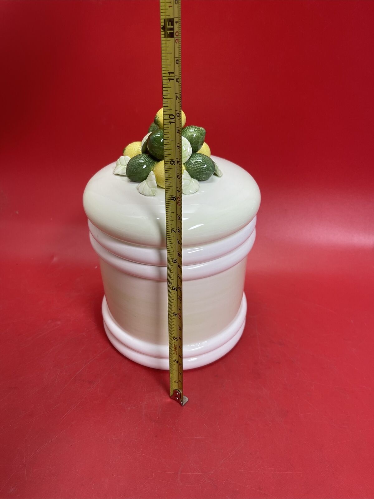 Vintage Japanese Capodimonte Cookie Jar with Lemon on Lid, Set of 4